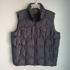 J. Crew Down Puffer Vest Men's Large Black Retractable Hood WARM Field Jacket